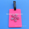 3D embossed pink flower rubber luggage tag for girl